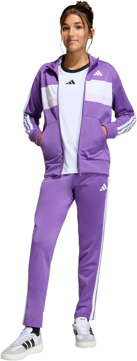 Adidas Sportswear Seasonal Essentials Tiberio 3-Stripes Tricot Trainingspak Kids Kinderen Paars