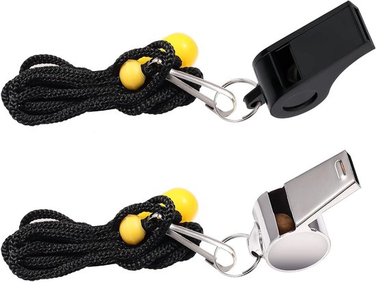 Hipat Fluitje, 2 stuks, roestvrijstalen sportfluitjes met omhangband, luid, helder geluid, ideaal voor trainers, scheidsrechters en ambtenaren (zilver (roestvrij staal Hipat Fluitje, 2 stuks, roestvrijstalen sportfluitjes met omhangband, luid, helder geluid, ideaal voor trainers, scheidsrechters en ambtenaren (zilver (roestvrij staal