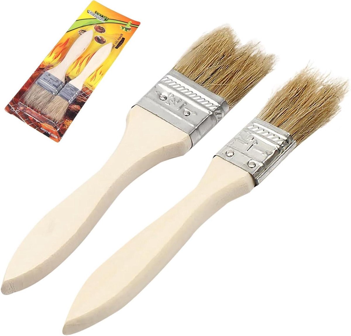 EGoods - Set van 2 bakkwasten met natuurlijke haren voor BBQ en koken