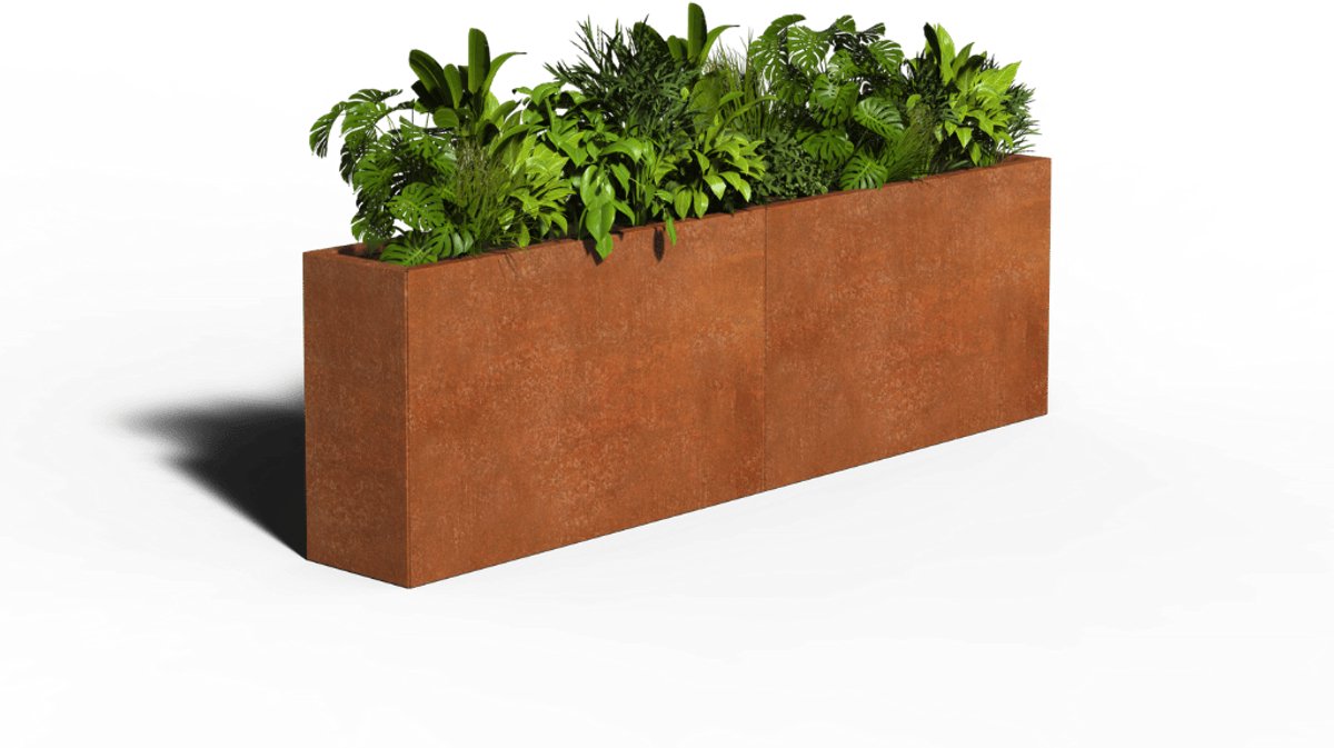 Cortenstaal Plantenbak Rechthoek | 200 x 30 x 80 | Zonder bodem