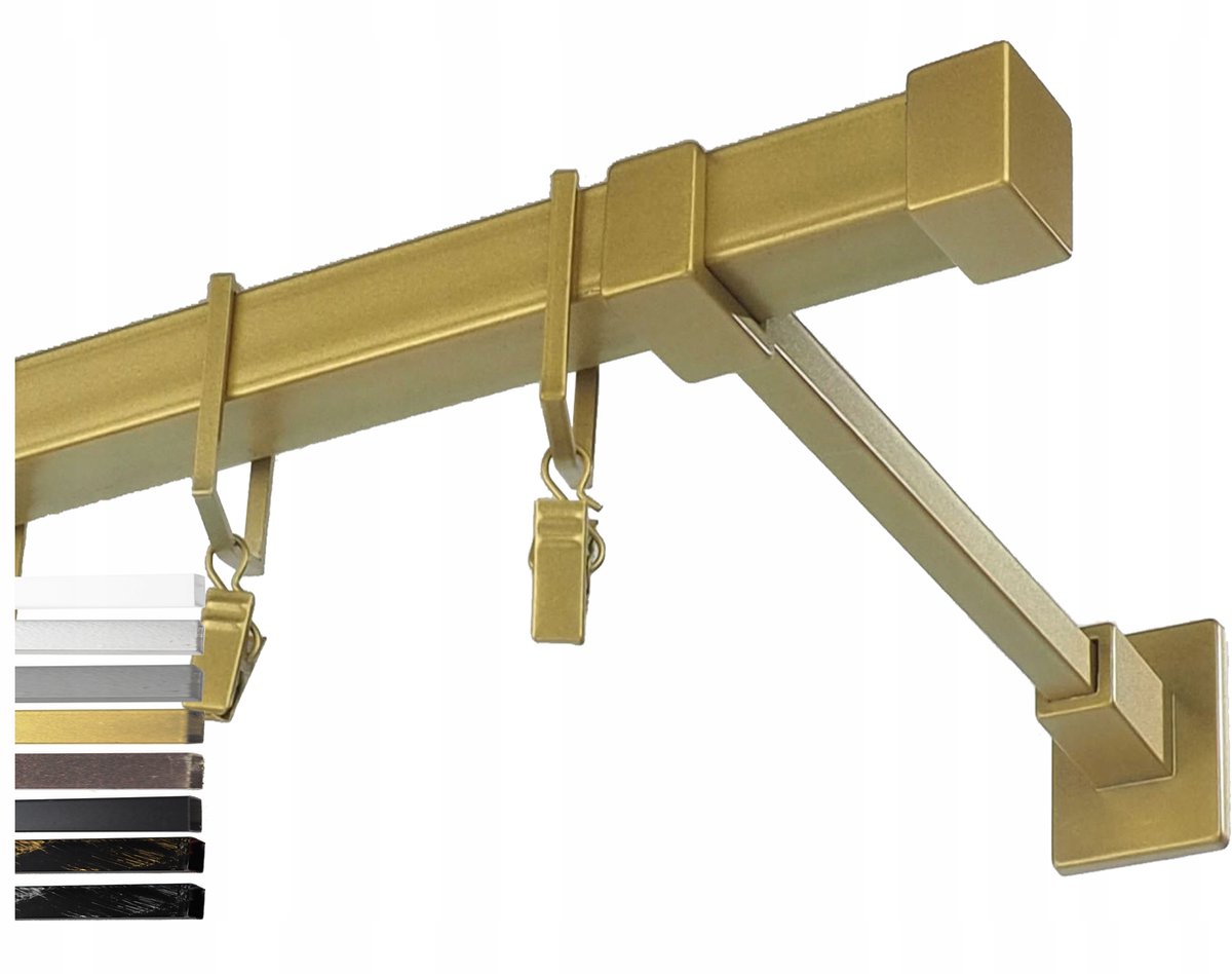 Kwadra Metallic enkele gordijnroede 130 cm - 7 kleuren en 3 uiteinden