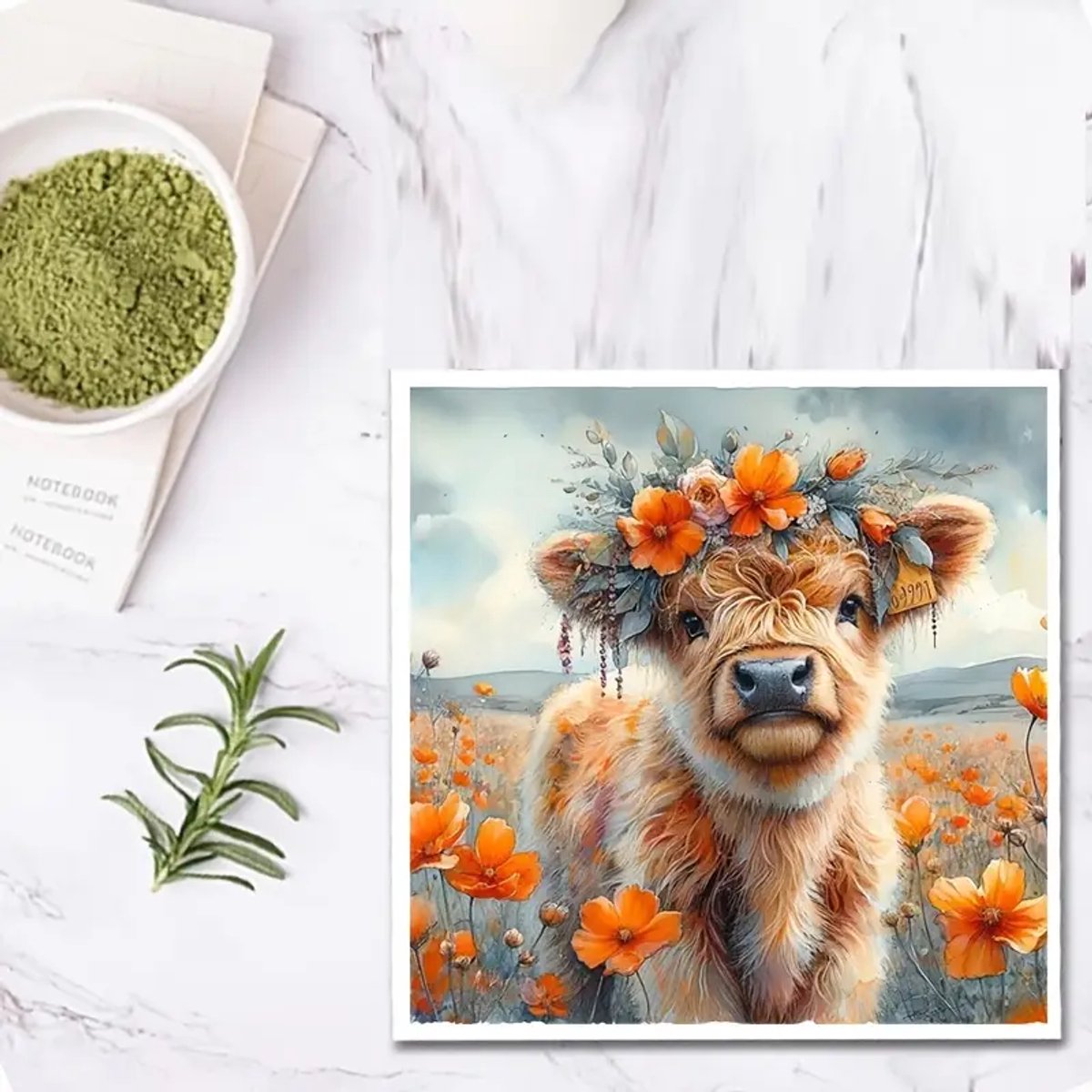 5D Diamond Painting Highland Koe met Bloemen - Complete Doe-Het-Zelf Set voor Volwassenen & Kinderen - Inclusief Gereedschap, Kleurrijke Strass Steentjes & Canvas - Creatieve Hobby voor Ontspanning, Decoratie & Cadeau Idee — afbeelding 8