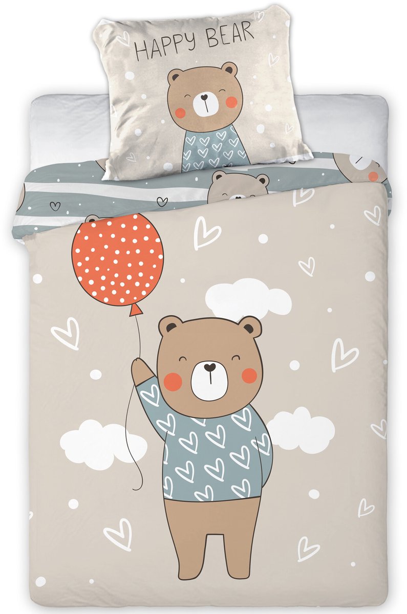 Cuddles BABY / Peuter dekbedovertrek, Beer - 100 x 135 cm / 40 x 60 cm - Katoen