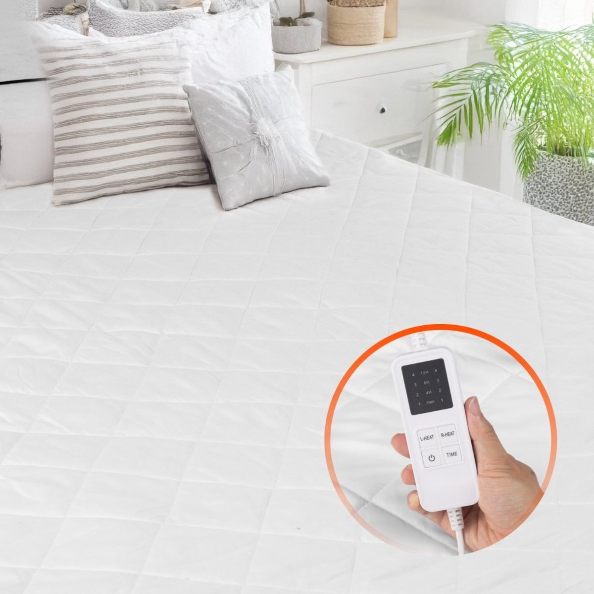 Elektrische deken - Onderdeken/Bedwarmer - Tweepersoons 195 x 165 cm - 4 Warmtestanden - 12-uurs Timer - Auto-Uitschakeling na 8 uur - Elastische Hoekzakken - Geborstelde Stof
