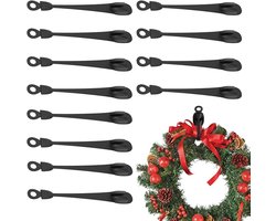 PULUZ Kerstkrans Deurhaken - 12-delige set decoratieve kersthaken | Geschikt voor schouwen, trapleuningen, kasten in vakantieappartementen en boomtakken (zwart)