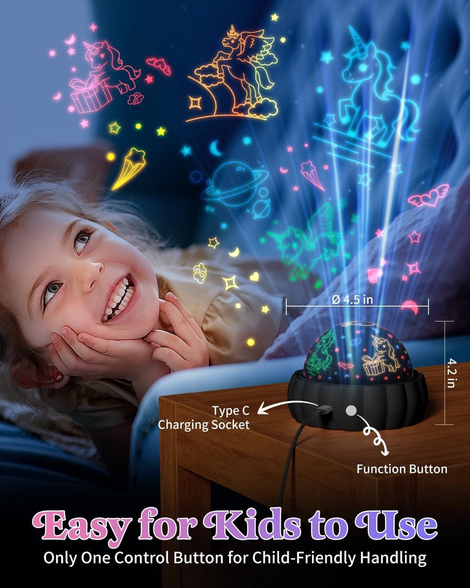 Sterrenhemel Projector voor Kinderen - 3 Verschillende Thema's en 7 Lichtstanden - Draait 360° voor Magisch Effect - Leuk Speelgoed voor 3-8 Jaar - Voor Jongens en Meisjes - 1 stuk – foto 6