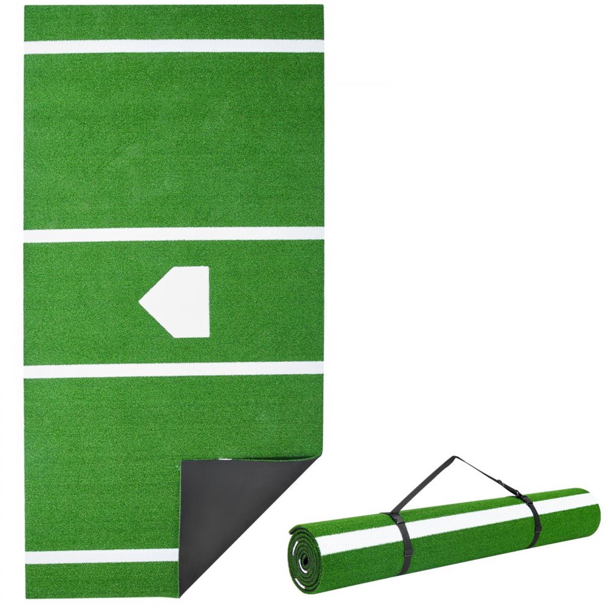 Honkbal/Softbal Slagmat - Slagkooimat - 366 x 183 cm - Met Thuisplaat - Kleurvast Kunstgras - Draagbaar - Voor Buiten - Groen