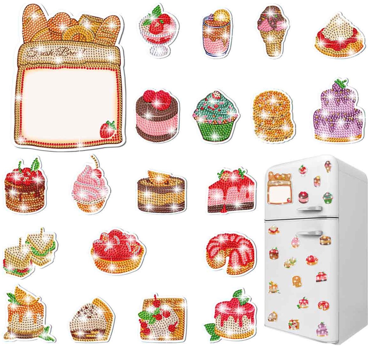Mmgoqqt 1 Set Kerstboom-Sneeuwpop-Koelkastmagneten - 3D Kerst Koelkastdecoratie Stickers - Multicolor- Verschillende Themas - Binnen-en Buitengebruik Geschikt