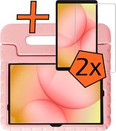 Hoesje - Geschikt voor Samsung Galaxy Tab A11 Plus - Met 2x Screenprotector - Kinderhoes Shockproof Bumper - Kidsproof Case - Tablet Hoes - Kinder Hoes Cover - Zalm