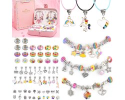 Sieradenset Meisje(132pcs) met lederen sieradendoosje(Black Friday) - Armband Knutselset – DIY Sieraden Maken – Inclusief 6 Kettingen, 6 Armbanden, 120 Kralen & Luxe Geschenkdoos – DIY Sieradenpakket voor Meisjes - Creatieve Cadeauset voor Kinderen
