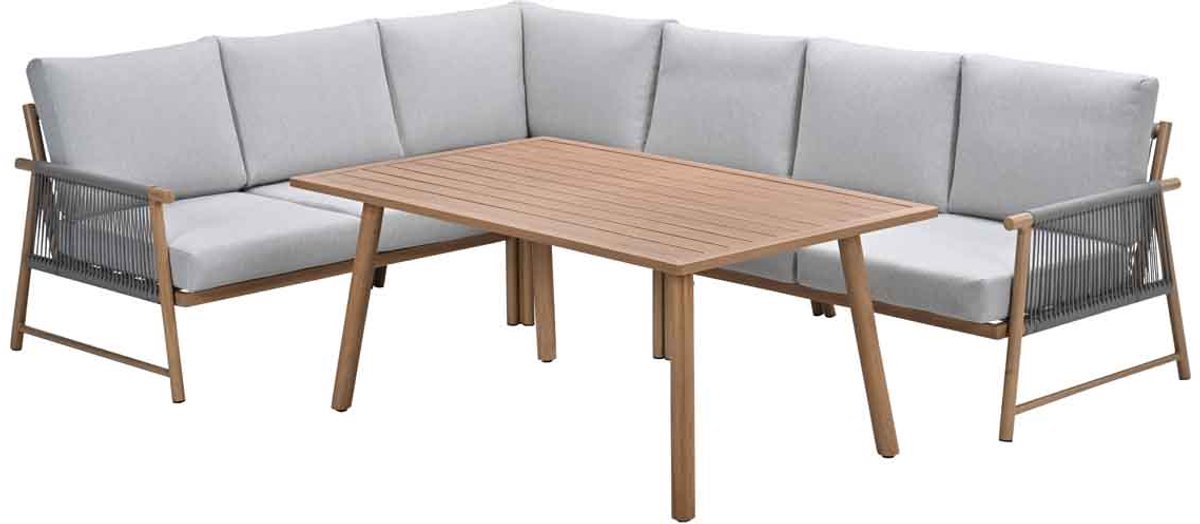 Garden Impressions Bahama aluminium/rope lounge-dining set - light teaklook Bruin