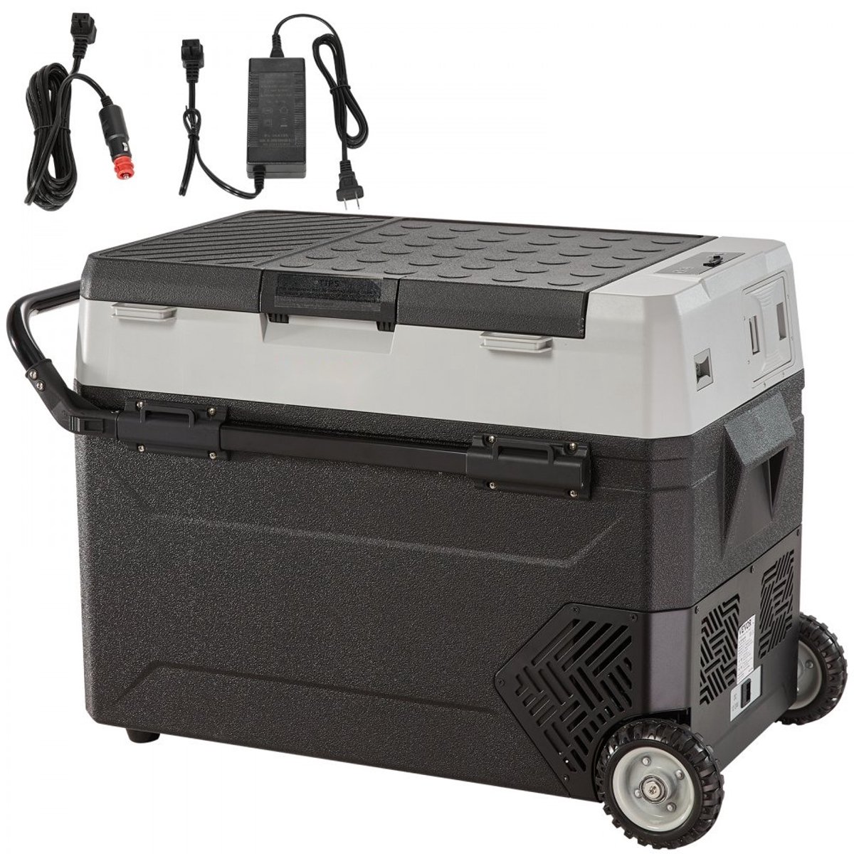 Campingkoelkast - Compressor Koelbox 53 L - 12/24 V - Twee Zones 2-in-1 Koelen & Vriezen - 60 W - Voor Auto/Boot/Vrachtwagen - Grijs