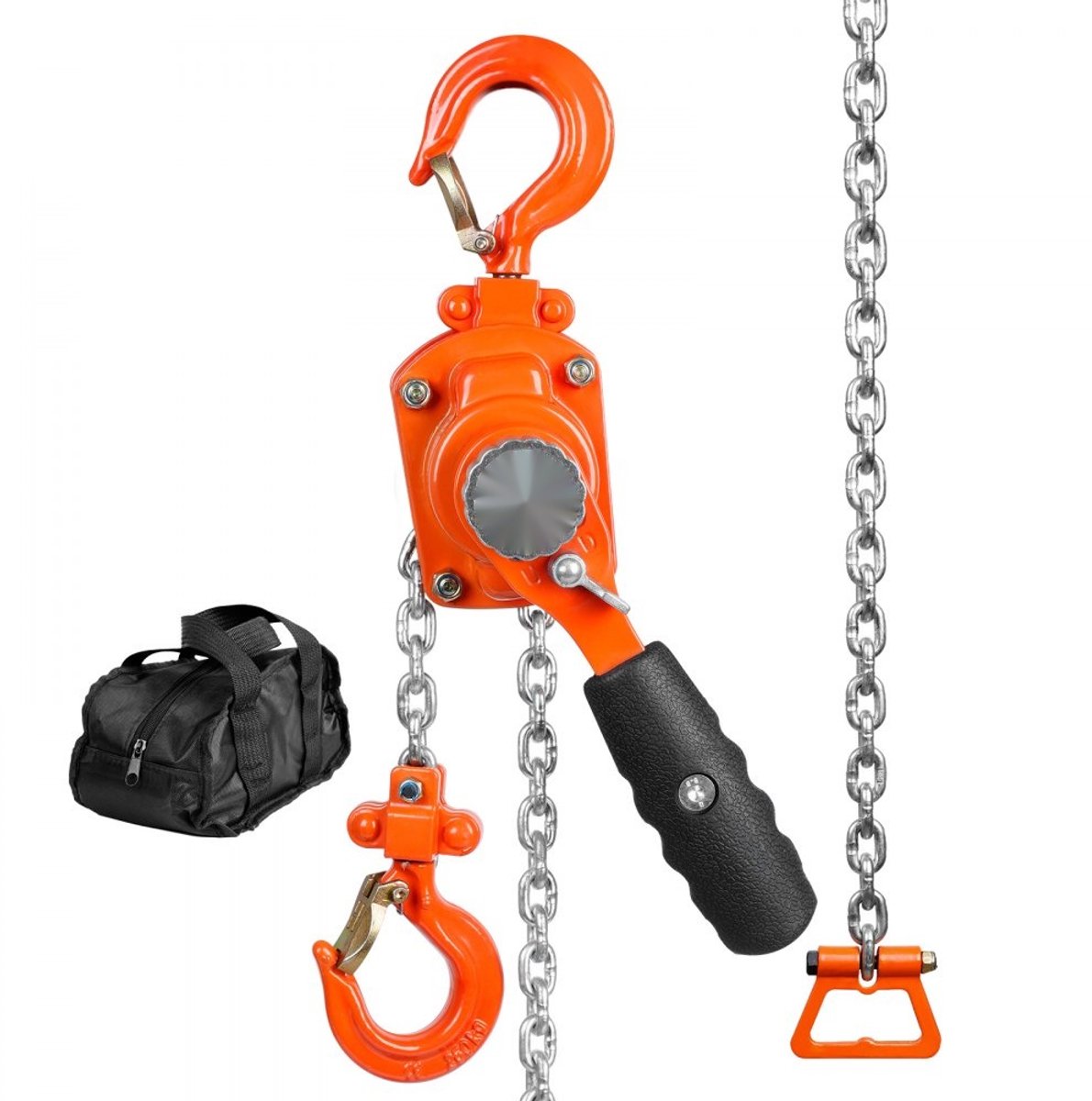 Mini Hefboomtakel - Rateltakel Kettingtakel - Draagvermogen 250 kg - Hefhoogte 1,4 m - Hijsketting 4x12 mm - Dubbele Palrem - Draaibare Haak 360° - Trekkracht 260 N