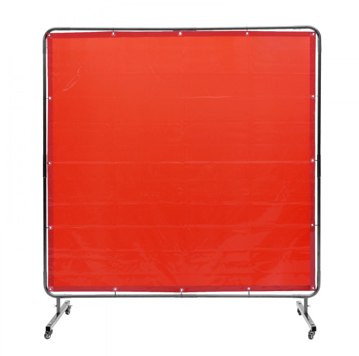 Lasgordijn - Mobiel lasscherm 180 x 180 cm - Vlamvertragend Vinyl - 4 Zwenkwielen - UV-bescherming Niveau 6 - Spat- en Vonkenbescherming - Vrijstaand Frame - Rood