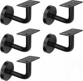 5 stuks - Leuninghouder - leuningbeugels - muurbeugel - leuningen steunstang - Trapleuning Ondersteuning - 6*8 cm - zwart - RVS - voor Trappenhuizen, Binnen en Buiten - voor vierkante/hoefijzervormige leuningen
