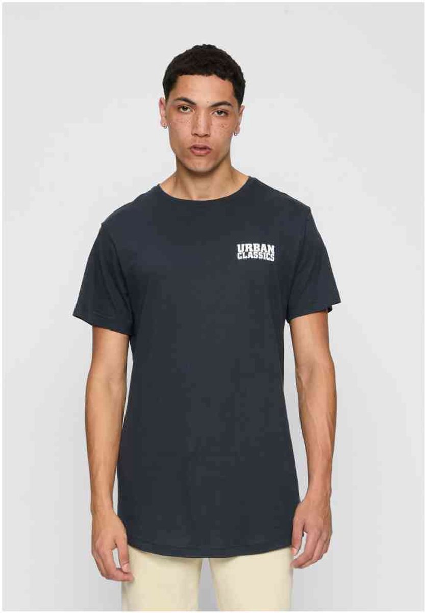 Urban Classics Shaped Long with Urban Classic Print Heren Tshirt XL Donkerblauw
