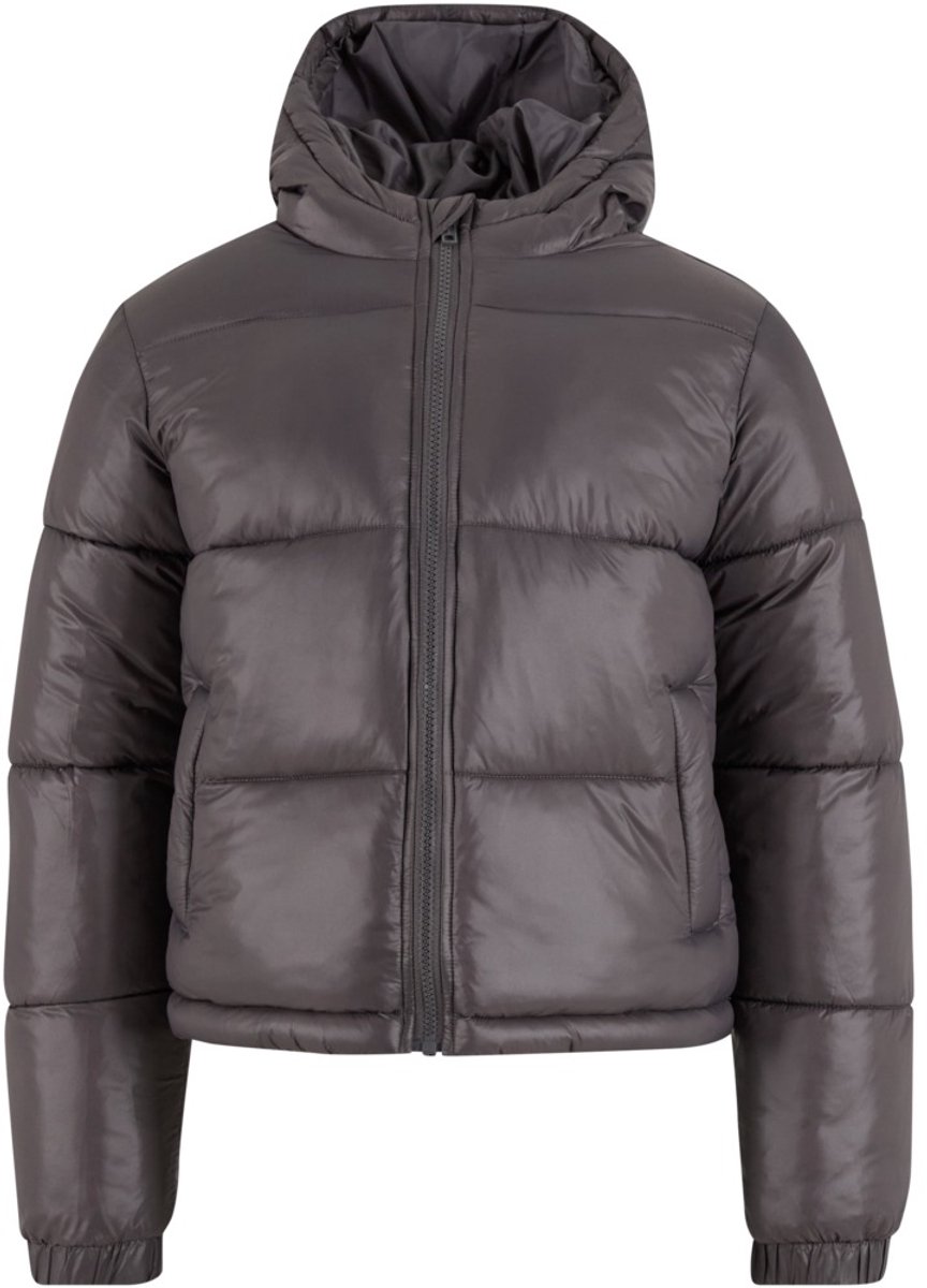 Urban Classics Shiny Puffer with hood Kinder Jacket Kids 158/164 Grijs