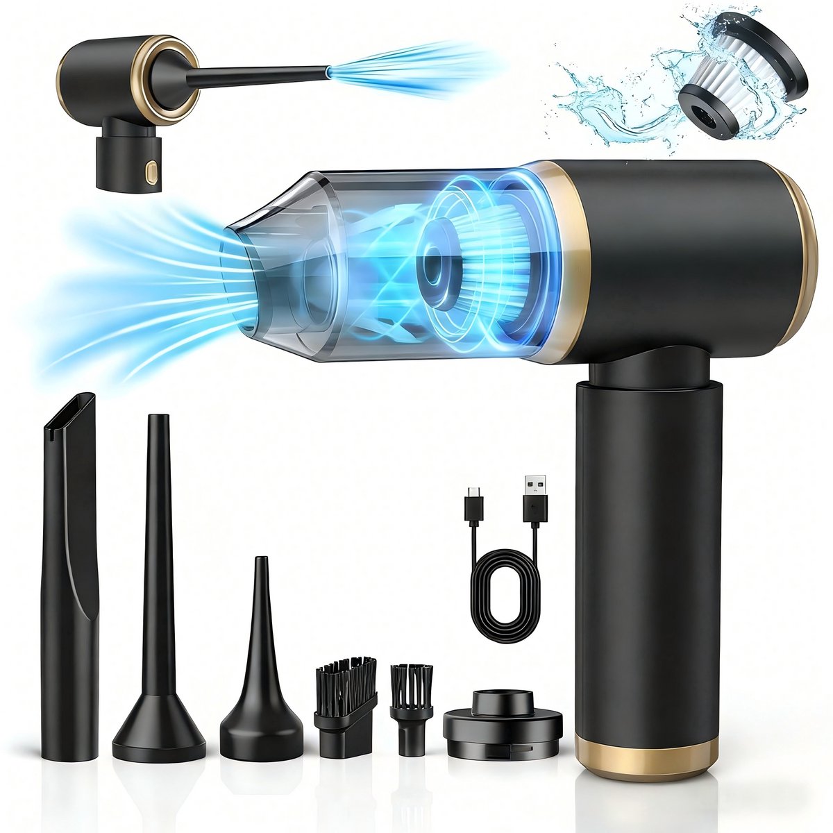 Detailkampioen Draadloze Mini Stofzuiger 15000 Pa Zwart - Detailkampioen - €33,25