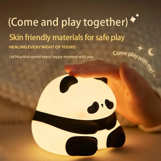 Kindernachtlampje met pandadesign, warm wit licht, met timer van 15/30 minuten, werkt op batterijen, geschikt voor slaapkamers en studentenkamers. van Lunaoo — afbeelding 4