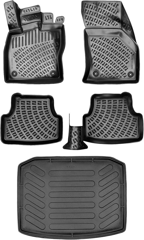 3D Rubberen Automat En Kofferbakmat Set Voor Skoda Karoq vanaf 2017 3d-rubberen-automat-en-kofferbakmat-set-voor-skoda-karoq-vanaf-2017