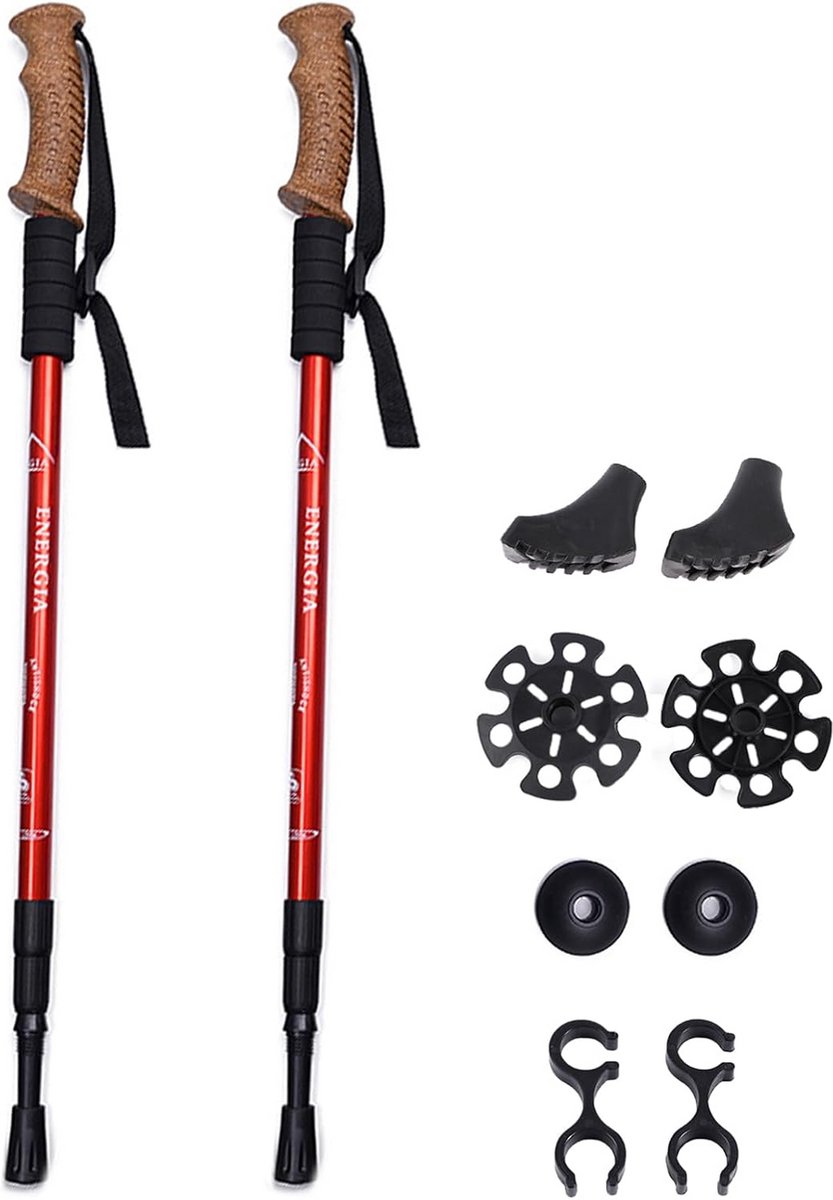 2-Pack Lichte Wandelstokken met Kurk Handgrepen - Vouwbaar voor Wandelen, Hiking, Kamperen en Reizen