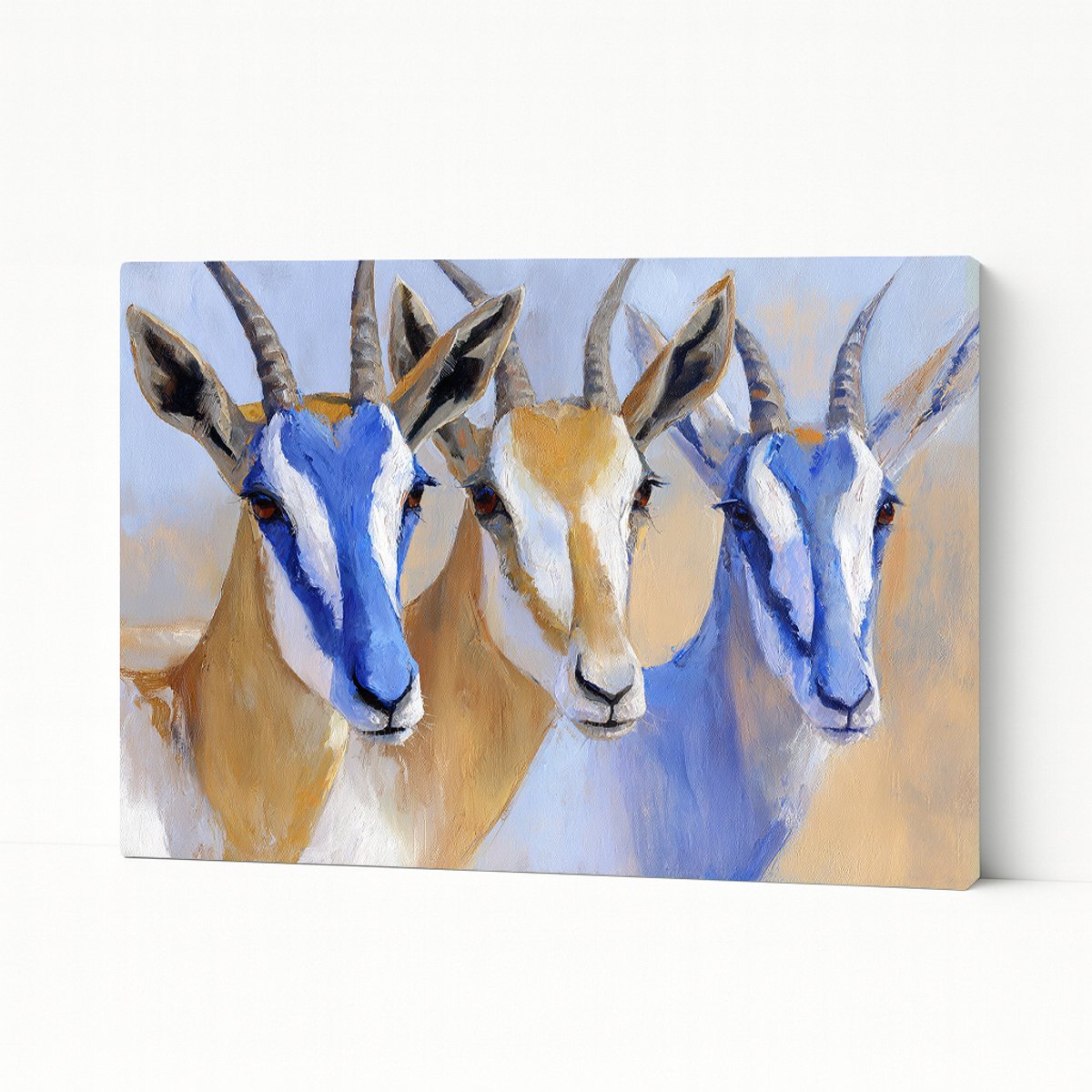 Drie antilopes – kunstobject – Canvas schilderij – 45x30 cm
