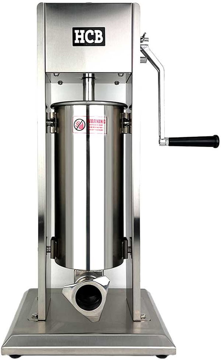 HCB® - Professionele Horeca Worstvuller - verticaal - 5 liter - RVS / INOX - Worstenmaker - Worstmachine - 26x30x69 cm (DxBxH) - 12 kg - 1654