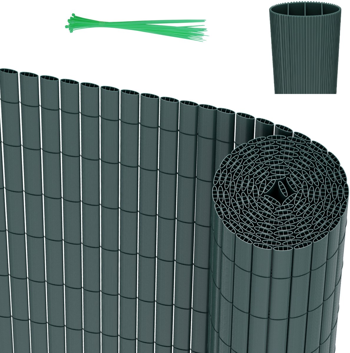 1.4 x 4 m PVC Tuinscherm voor Privacy – Tuinafscheiding & Balkonscherm – Groen