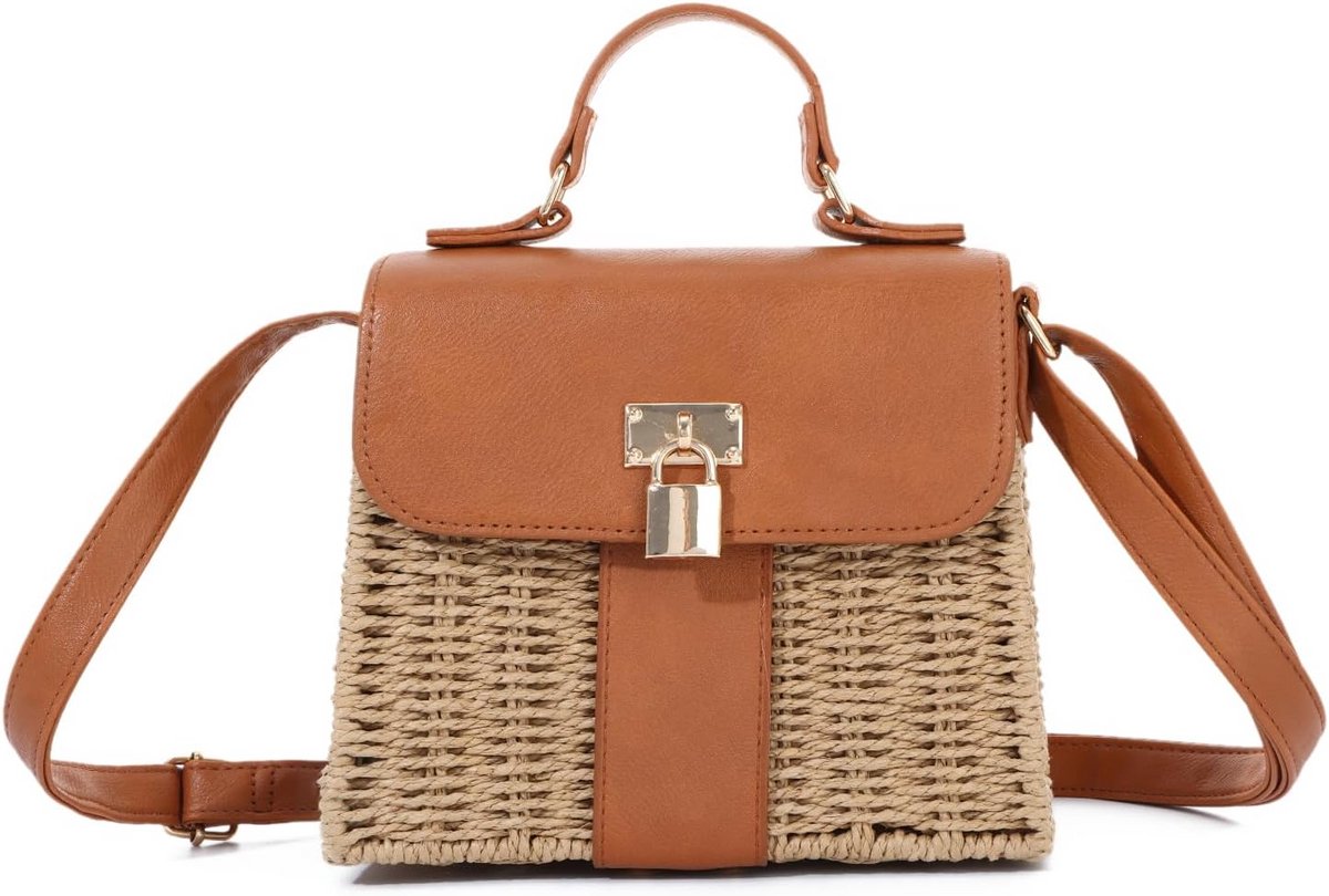 Vrouwen riet raffia schoudertas zomer vakantie strand