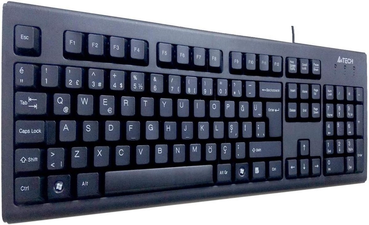 A4Tech KM-720 Toetsenbord USB - Kantoor QWERTY Engels - 103 Toetsen - Numeriek Toetsenbord - LED-Indicatoren - Zwart