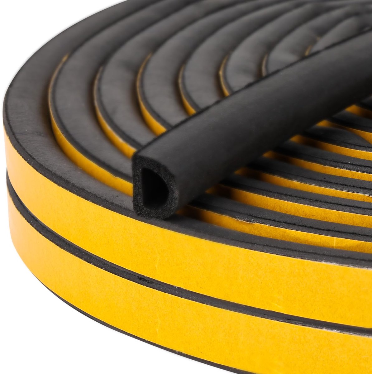 6 Meter Rubberen Deurrubber - Zelfklevende Deur- En Raamrubbers - Geluidsisolatie, Isolatiestrip, Deurrubbers Voor Deurkozijnen (Zwart, 14*12 Mm)