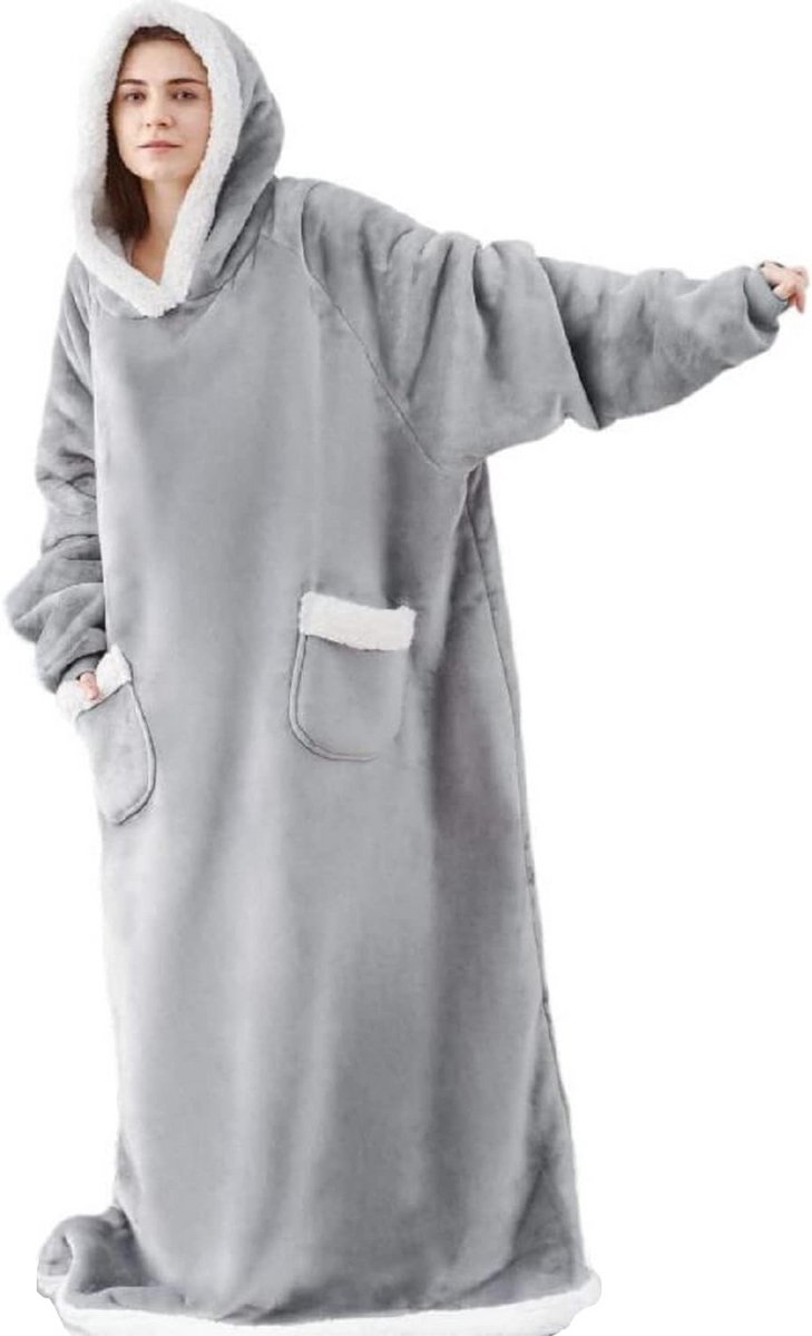Oversized Hoody Deken met Mouwen voor Dames en Heren - Superzachte Fleece & Sherpa Trui Deken