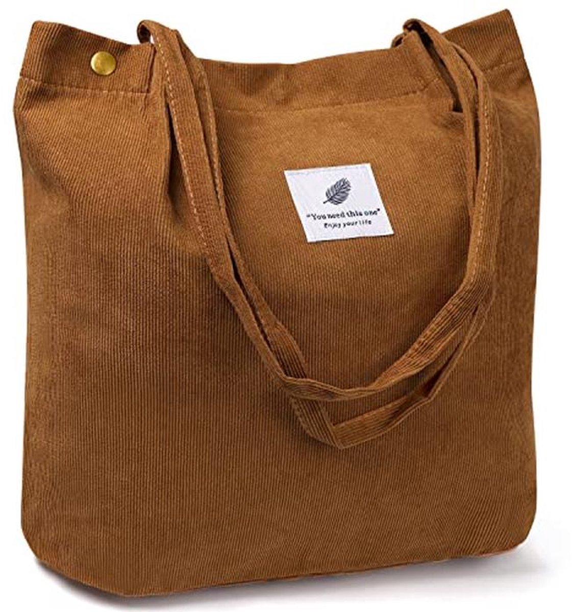 Draagtassen voor dames - Corduroy boodschappentas met binnenzak, multifunctionele shopper voor werk, strand, en meer