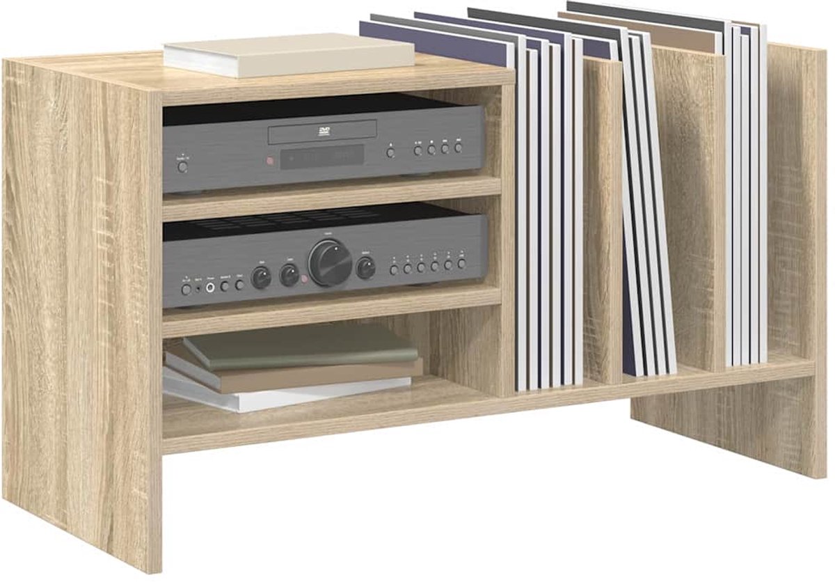 Platenspelermeubel - LP-kast - Platenspelerkast - Draaitafelstandaard - Platenspelerstandaard - Vintage Displayplank - Sonoma eiken