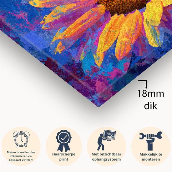 Zonnebloem – kunstobject – woondecoratie – Canvas schilderij – 100x75 cm