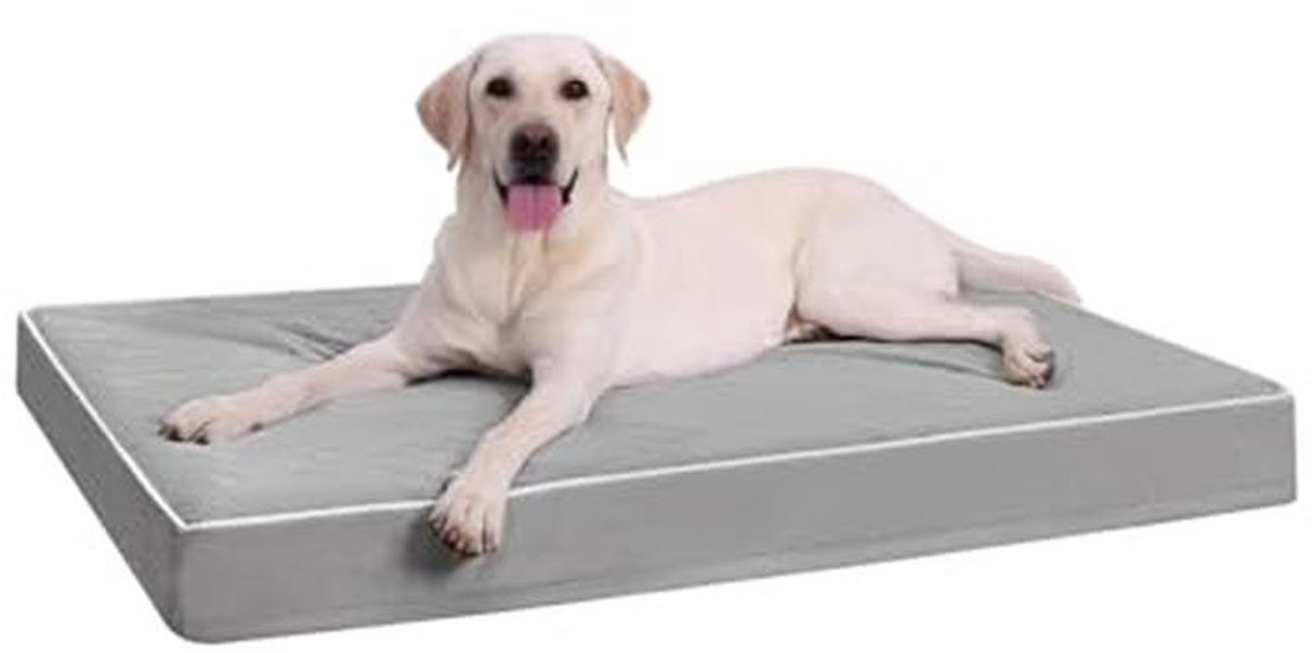 Orthopedisch Hondenbed voor Grote Honden - Wasbaar Hondenkussen van 111 x 81 x 9 cm - Comfortabele Hondenmat in Grijs
