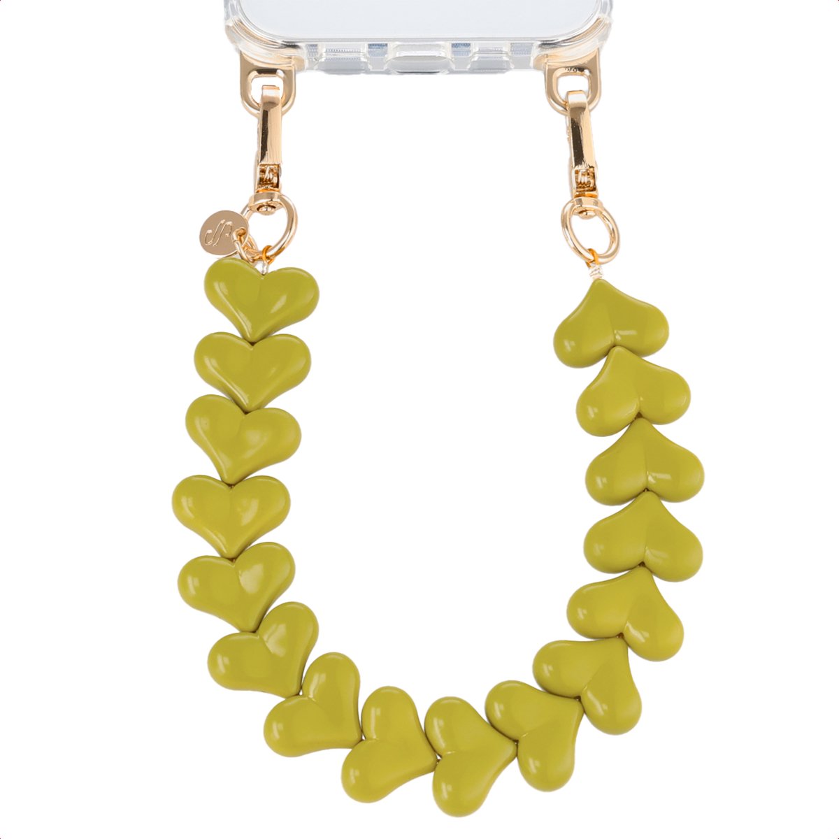 Selencia Universeel Lova Hartjes Polskoord - Telefoon Ketting - GSM Koord - Olive Dust