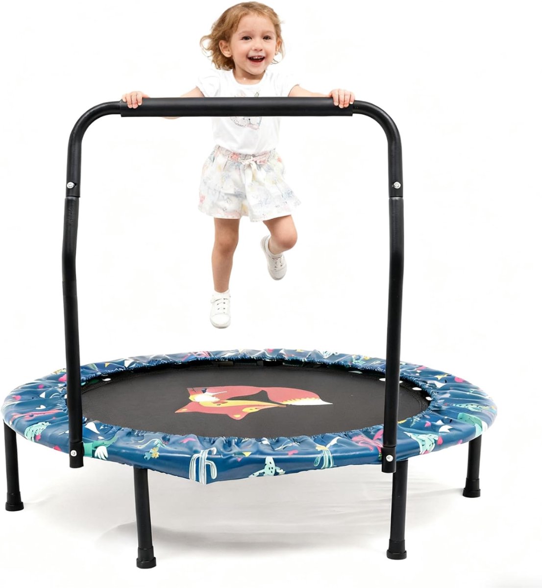DnA® Fitness Trampoline - Fitness Trampoline Opvouwbaar - Fitness Trampoline Met Elastieken - Blauw - 59cm x 59cm x 84cm