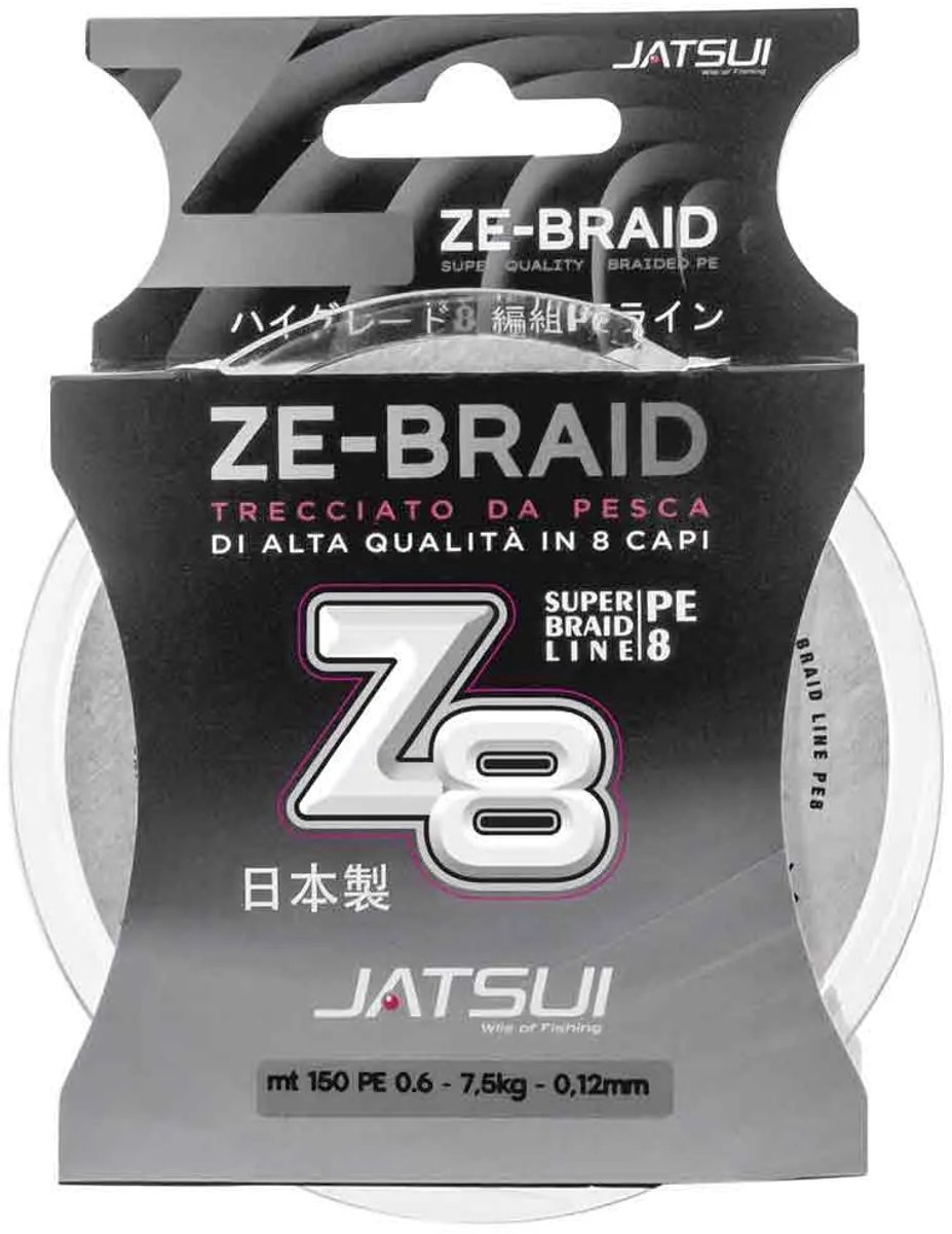 Jatsui Ze Z8 Gevlochten Vislijn 150 M Zilver 0.100 mm