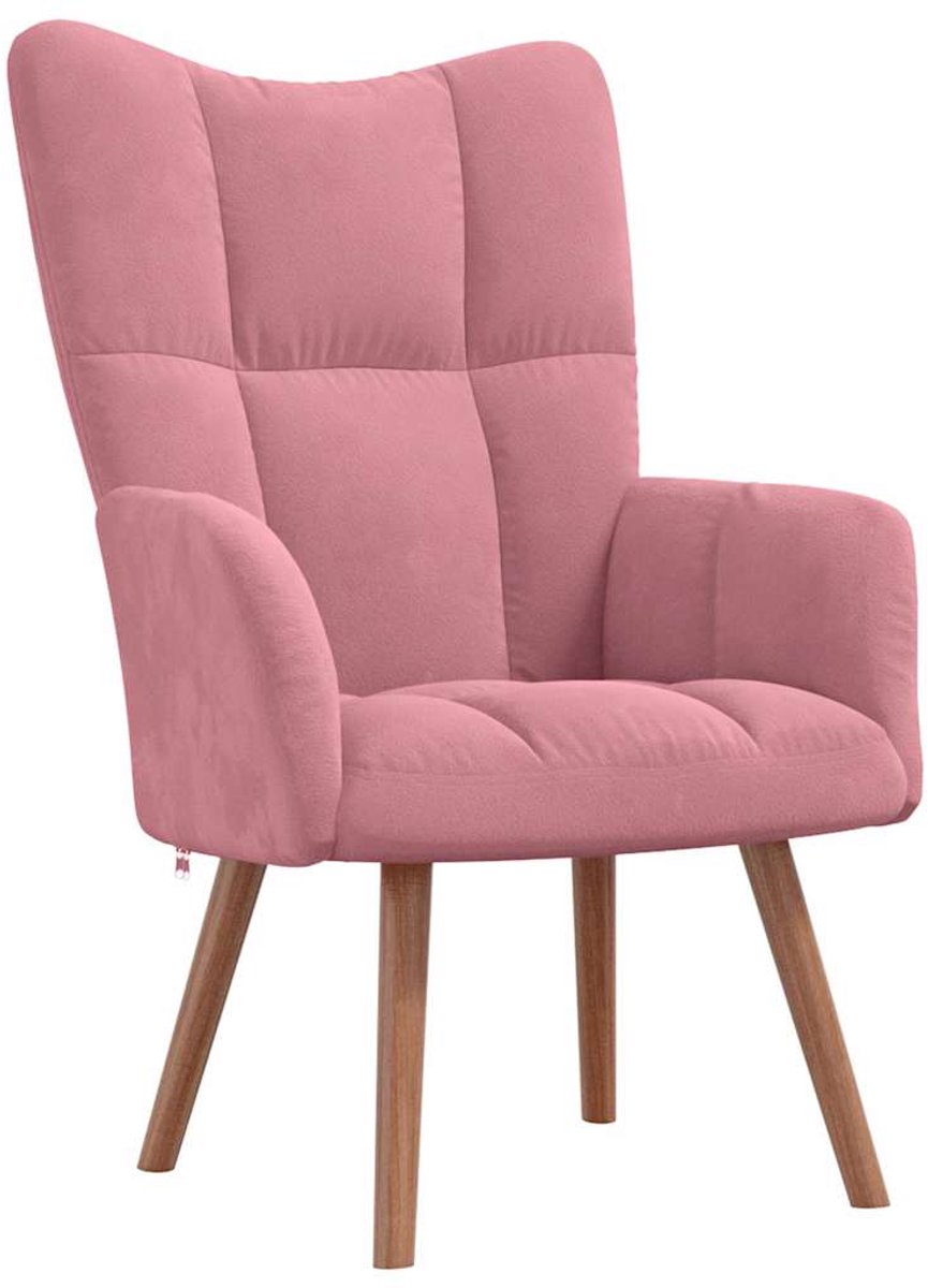 vidaXL Relaxstoel - fluweel - roze