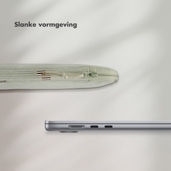 Housse en velours côtelé Selencia pour ordinateur portable 15/15,3/15,6/16/16,2 pouces - Crème pistache