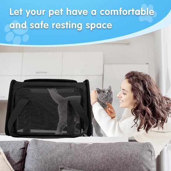Reistas - Katten en honden vervoer tas - 47x27x26 cm Tot 6 kg Zwart - Beestenboel XL Dé online dierenwinkel van Pets&Co Beestenboel