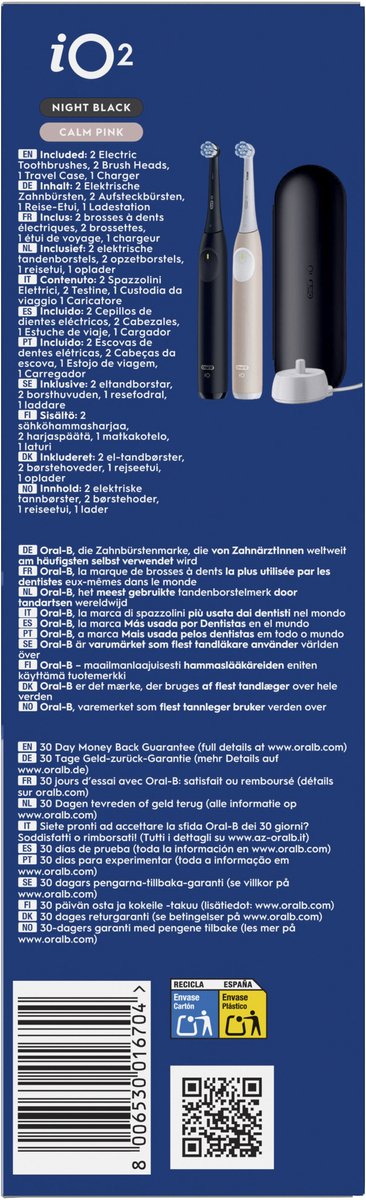 Oral-B iO2 Elektrische Tandenborstels - Night Black & Calm Pink - 2 stuks — afbeelding 4