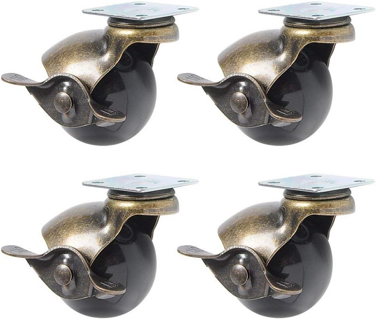 Set van 4 Zwenkwielen voor Meubels met Rem (50 mm) - Beschermt Houten Vloeren