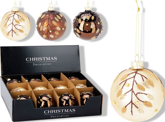 Kerstbal glas d10cm strik multi ass2 - Top Tuincentrum