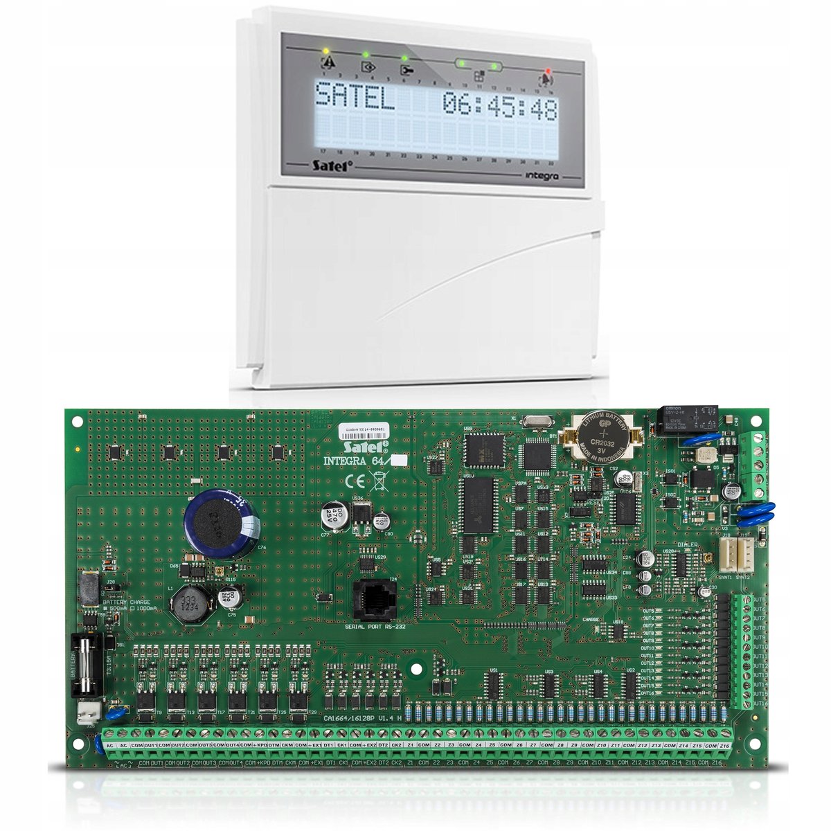 Satel Integra 64 Alarmcentrale met Witte LCD Toetsenpaneel