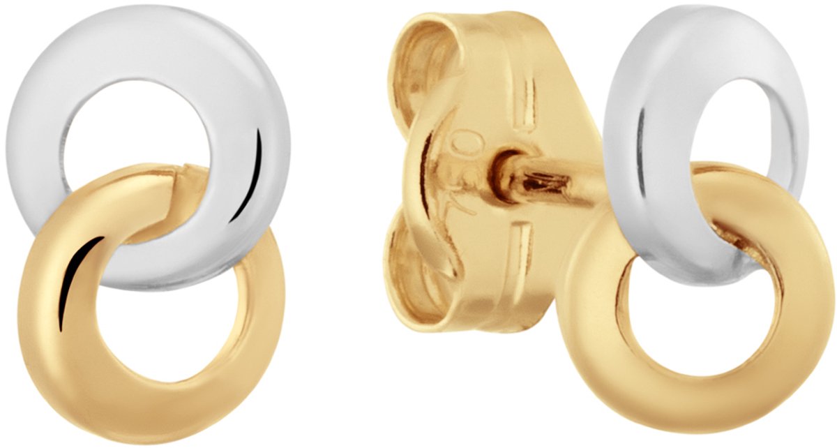 Glow 206.5013.00 Dames Oorbellen - Oorknopjes - Sieraad - 14 Karaat Goud - 4 mm breed - 6 mm lang