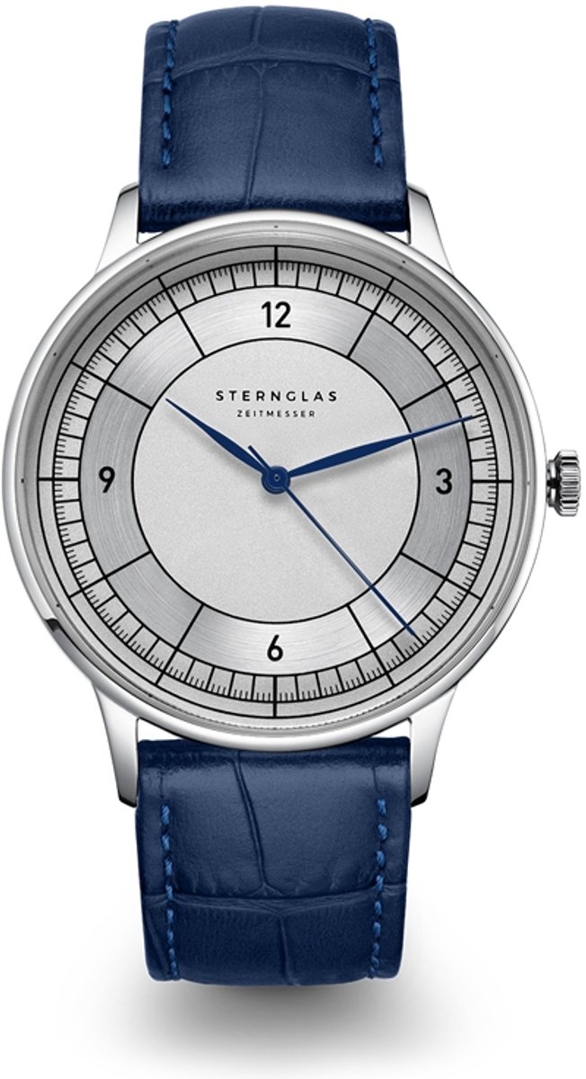 Sternglas S01-SD01-HE02 SEDIUS Heren Horloge - Saffierglas - Staal-Leer - Blauw-Zilverkleurig - Ø 40 mm - Quartz - Gesp - 5 ATM (douchen)