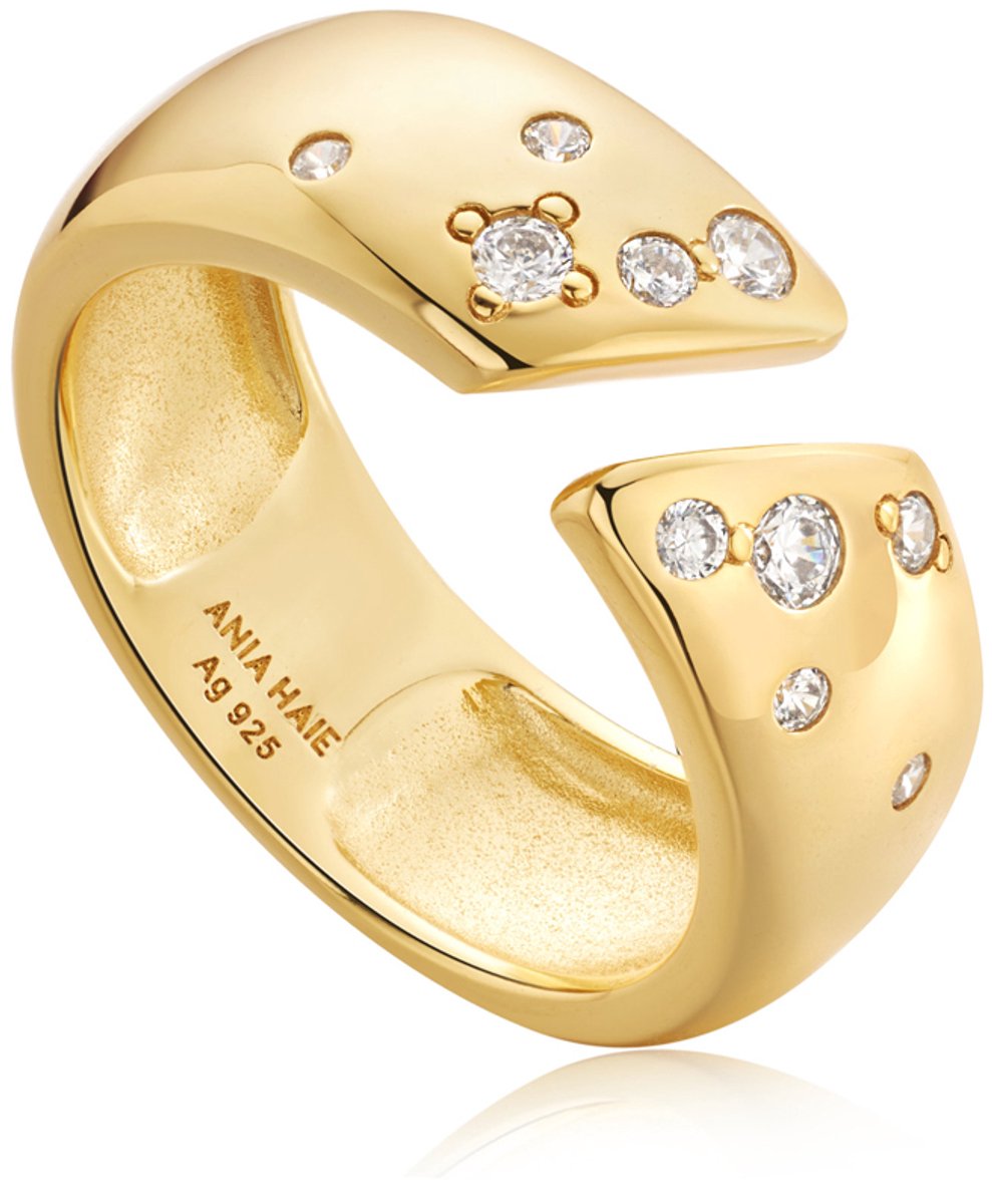 Ania Haie AH R054-04G Modern Muse Dames Ring - Sieraad - Zilver - Goudkleurig - 925 Zilver - 7 mm breed