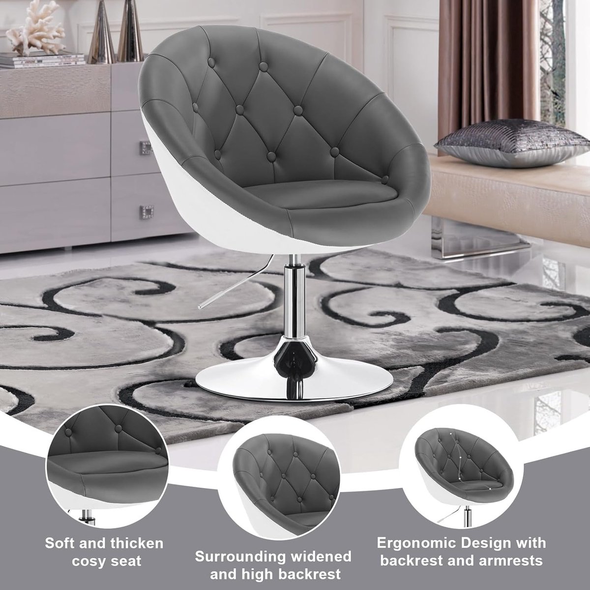 Loungestoel draaibaar verstelbaar - Novihome Luxe Comfort Chair met Armleuningen, Kunstlee